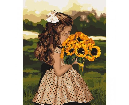Картина по номерам "Дівчинка з соняшниками" КНО4662