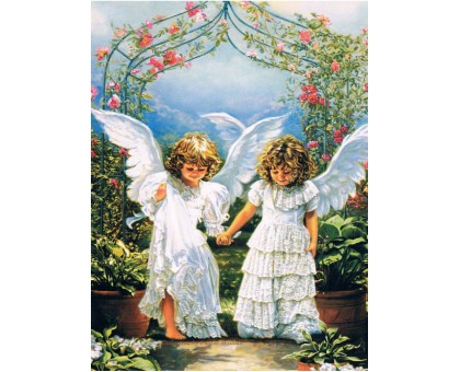 Алмазна картина HX015 Дівчатка-янголи, розміром 30х40 см