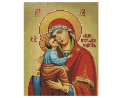 Алмазна картина FA40821 Акафістна ікона Пресвятої Богородиці, розміром 40х50 см