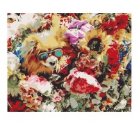 Картина за номерами: Собачка в квітах 40*50