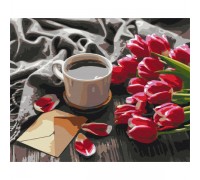 Картина за номерами: Тюльпани до кави 40*50