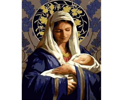 Набір для розпису по номерах Марія з маленьким Ісусом Strateg розміром 40х50 см (GS903)