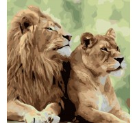 Набір для розпису по номерах Подружжя левів Strateg розміром 40х40 см (SK003)