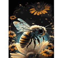 Набір для розпису по номерах Бджола серед квітів Strateg розміром 40х50 см (GS1003)