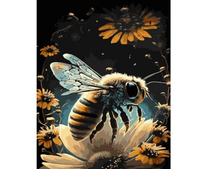 Набір для розпису по номерах Бджола серед квітів Strateg розміром 40х50 см (GS1003)