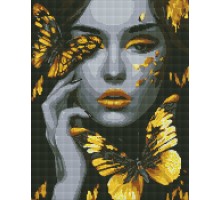 Набір з алмазною мозаїкою Дівчина із золотими метеликами 40х50см