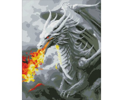Набір з алмазною мозаїкою  Вогнедишний дракон з АВ стразами 40х50см