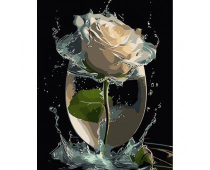 Набір для розпису по номерах Троянда у скляній вазі Strateg на чорному фоні розміром 40х50 см (AH1001)