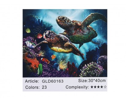Алмазна мозаїка за номерами 30*40 Черепахи карт уп. (полотно на рамі)