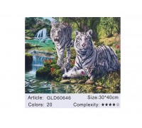 Алмазная мозаика по номерам 30*40 Белые тигры карт уп. (холст на раме)