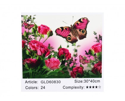 Алмазная мозаика по номерам 30*40 Бабочка карт уп. (холст на раме)