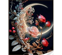 Набір для творчості алмазна картина Місяць у трояндах Strateg розміром 30х40 см кв (HEG86903)